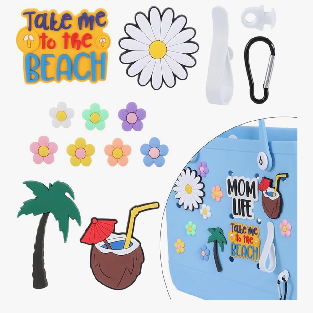 Bogg Bag Accessories Summer Beach Themed Rubber Decorative Insert Charms nwt